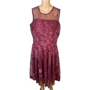 J.Taylor NWT Burgundy Red Metallic Sparkle Floral Party Dress Women's SZ 12